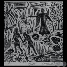 ADÁN Y EVA, LA EXPULSIÓN DEL PARAISO - Grabado de JACINTO RIVERO